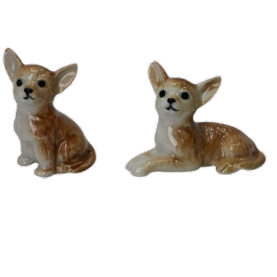 Porcelain Chihuahua Set Miniature Figurine