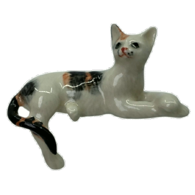 Sitting Cat Porcelain Figurine