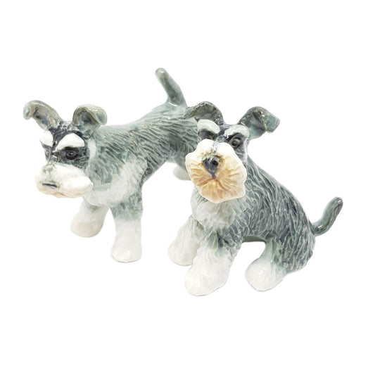 Schnauzer porcelain dog miniature set of 2