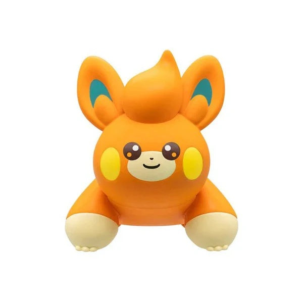 Orange pawmi toy with a happy expression on a white background