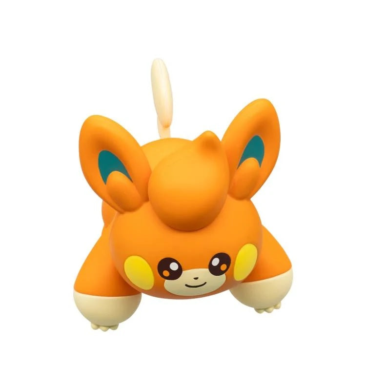 Orange pawmi toy with blue accents on a white background