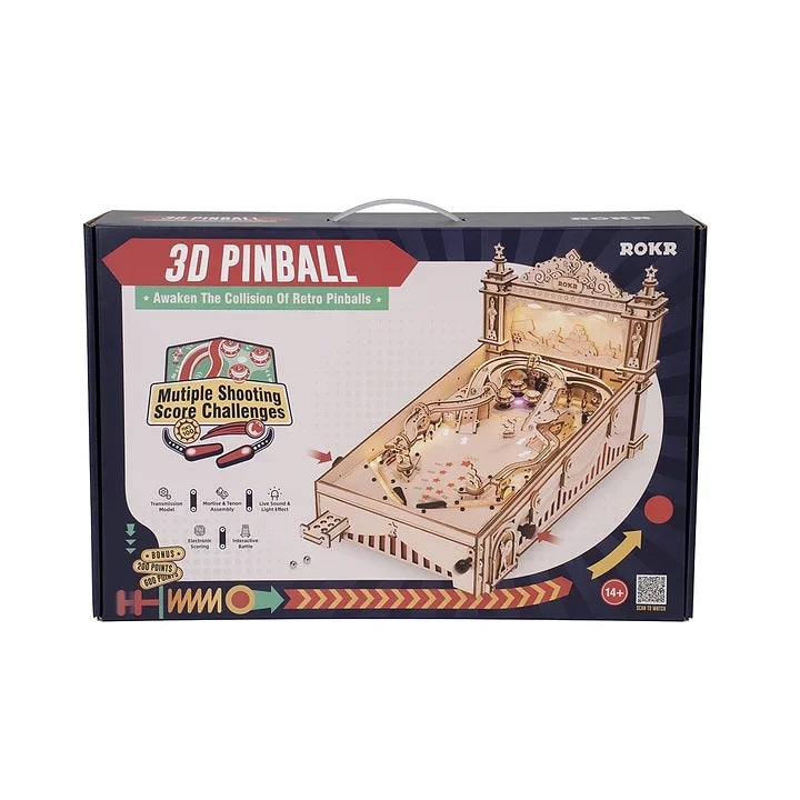 image ROKR 3D Pinball Machine 3D Wooden Robotime model kit EG01 image 5