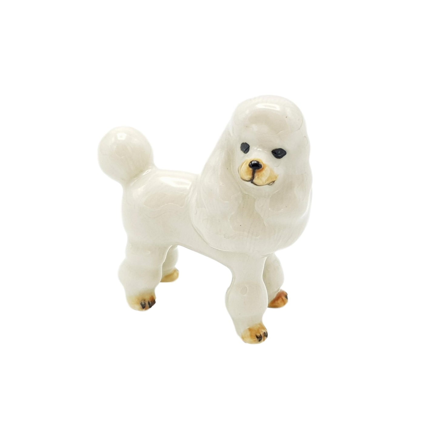 image White Poodle standing ceramic miniature figurine