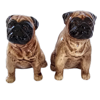 Pug Ceramic Miniature Figurine Set 2