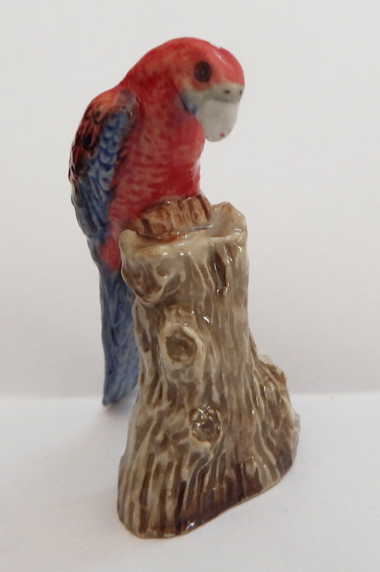 Red Macaw Head Down porcelain Miniature Figurine