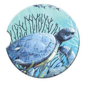 Lisa Pollock Ceramic Car Coaster Reef Turtle