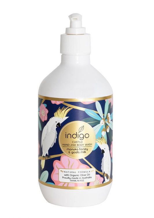 Indigo olive oil manuka Honey & Goats Milk  hand & Body wash 500ml