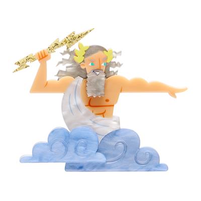 Erstwilder brooch Figurine of a classical god with a lightning and laurel wreath on a white background