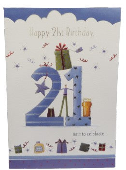 21st Birthday Card  Male  time to celebrate