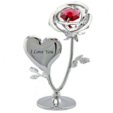 image Crystocraft Mini Rose I Love You"" - Silver