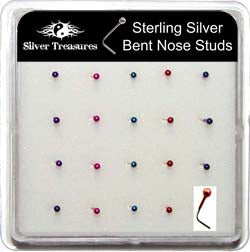 Anodized Sterling Silver Ball L-Shape Nose Studs