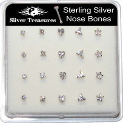 CZ Shaped Stirling Silver Nose Bones