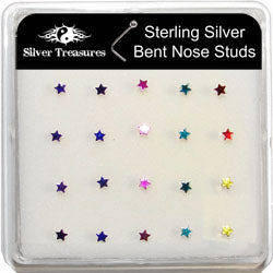 Anodized Sterling Silver Star L-Shape Nose Studs