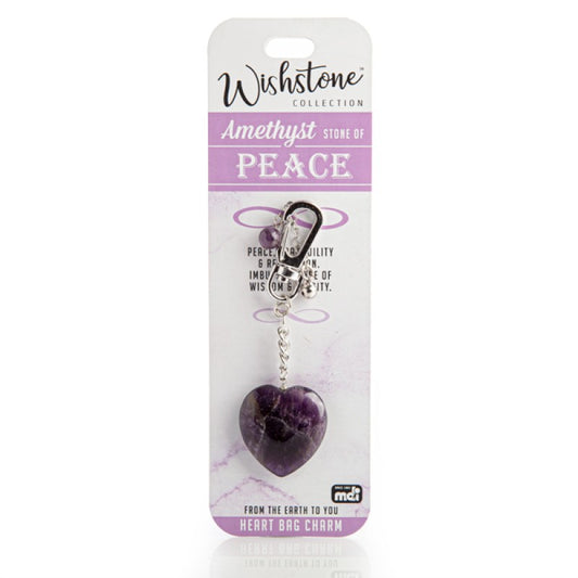 Amethyst heart Bag Charm Wishstone