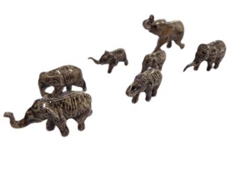 image Mini Elephant Herd Ceramic Animal Miniatures