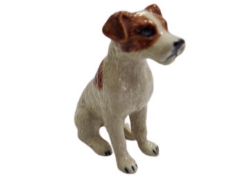 image Jack Russel brown white Sitting ceramic miniature dog figurine