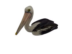 image Pelican looking left ceramic miniature figurine