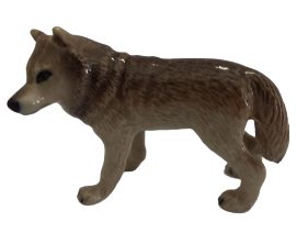 image Grey Wolf standing Ceramic Miniature Figurine