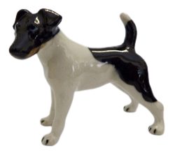 image Fox Terrier Black White Smooth hair Dog Porcelain miniature Figurine