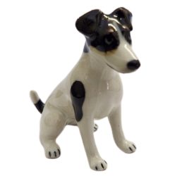 Fox Terrier Black & White smooth hair  dog Sitting porcelain Figurine
