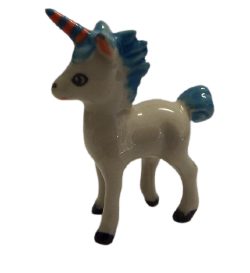 image Unicorn  blue Ceramic Miniature  Animal Figurine