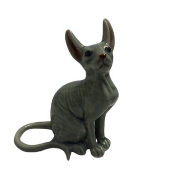 image Sphinx Cat  grey ceramic Miniature figurine
