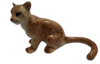 image Puma Sitting Ceramic miniature Animal Figurine