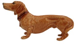Dachshund Brown Standing collar ceramic miniature porcelain dog figurine