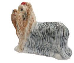 image Yorkshire Terrier with Bow standing porcelain  Dog miniature  animal figurine