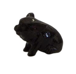 image Black Kurobuta Pig  Baby Black Sitting ceramic miniature animal  figurine