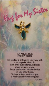 Hug for My Sister Guardian Angel pin