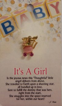 image Its a Girl Guardian Angel pin brooch