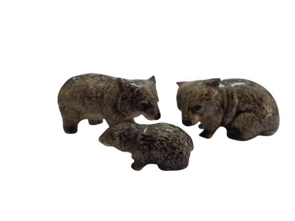 Wombat  Family Ceramic Miniature Animal Figurine lge