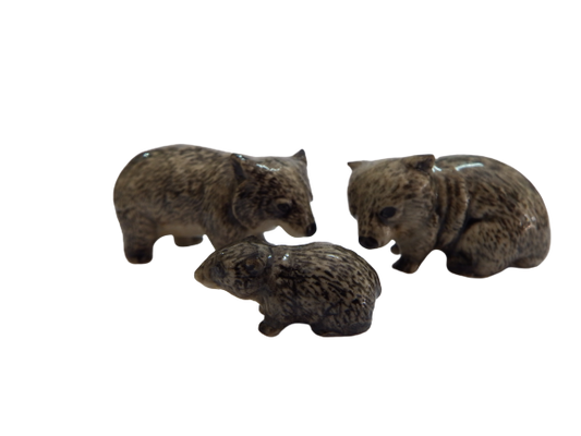Wombat  Family Ceramic Miniature Animal Figurine lge