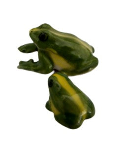 Green Tree Frog Ceramic Miniature Figurine