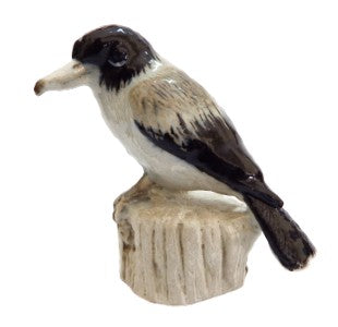 Large Grey Butcher Bird Ceramic Miniature Figurine