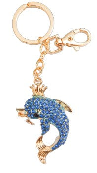 Bling Dolphin with crown Keychain bang Clip