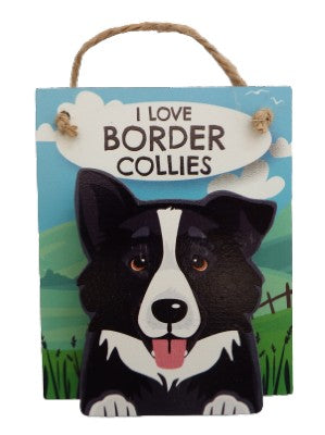 I Love Border Collies  black  and white Pet Peg