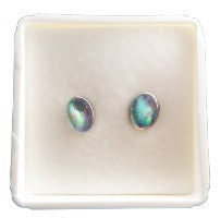Opal Australian triplet stud earrings oval small
