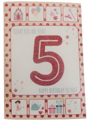 5th Birthday Female Pink Glitter – GiftAffaire