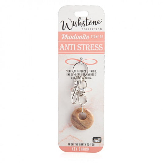 Rhodonite Key Charm wishstone