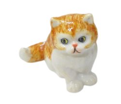 Orange & white kitten ceramic miniature porcelain figurine