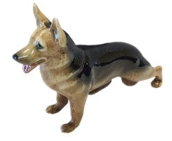 German Shephard (Alsatian)Dog ceramic Miniature porcelain figurine