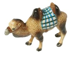 Bactrian  Camel W/Cloth Walking Ceramic Minature  Animal Figurine