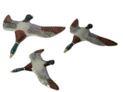 image Flying Mallard wall ducks set of 3 ceramic miniature figurines