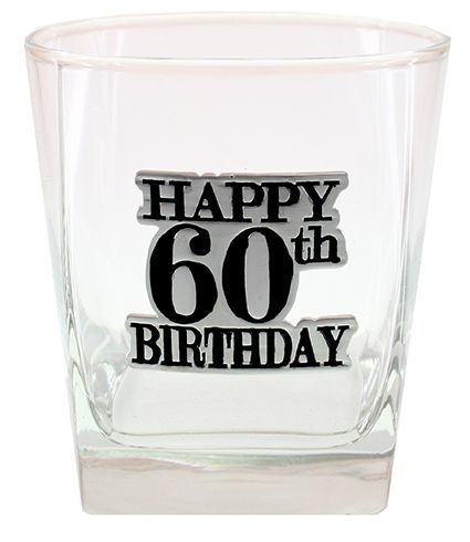 whisky glass Happy 60th birthday badged