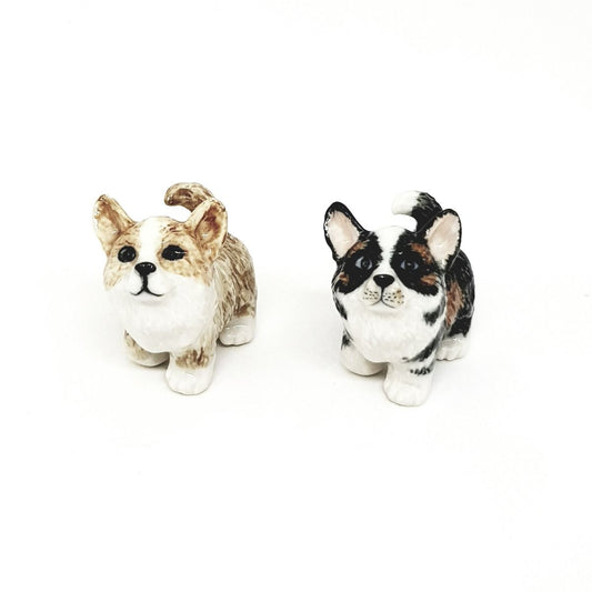 Corgi Puppy Miniature Porcelain  figurine Set