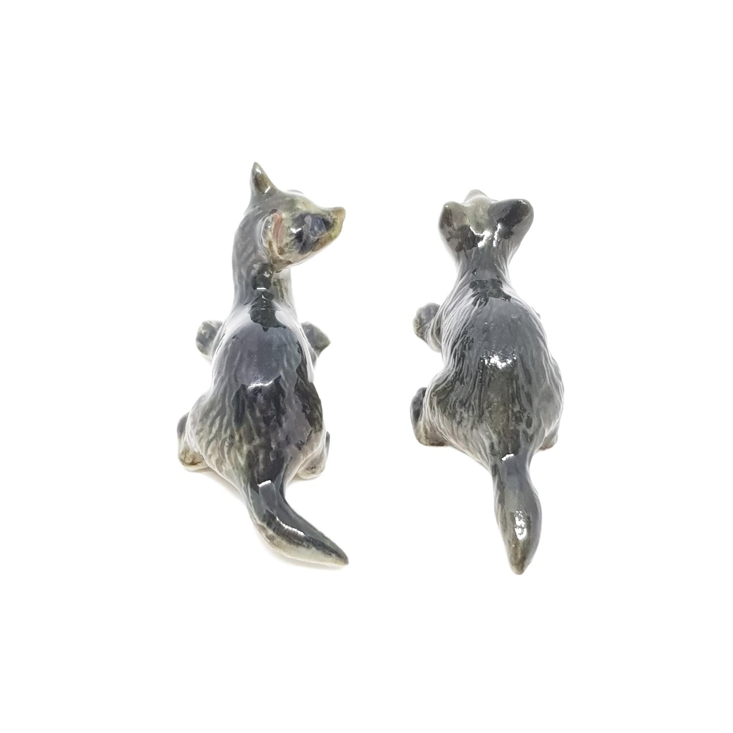 Ferret  set 2 porcelain animal miniature figurine