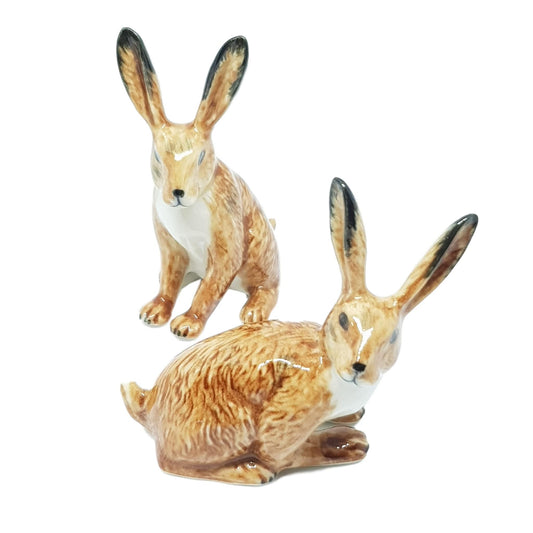 Hare Set 2 Porcelain Animal Miniature