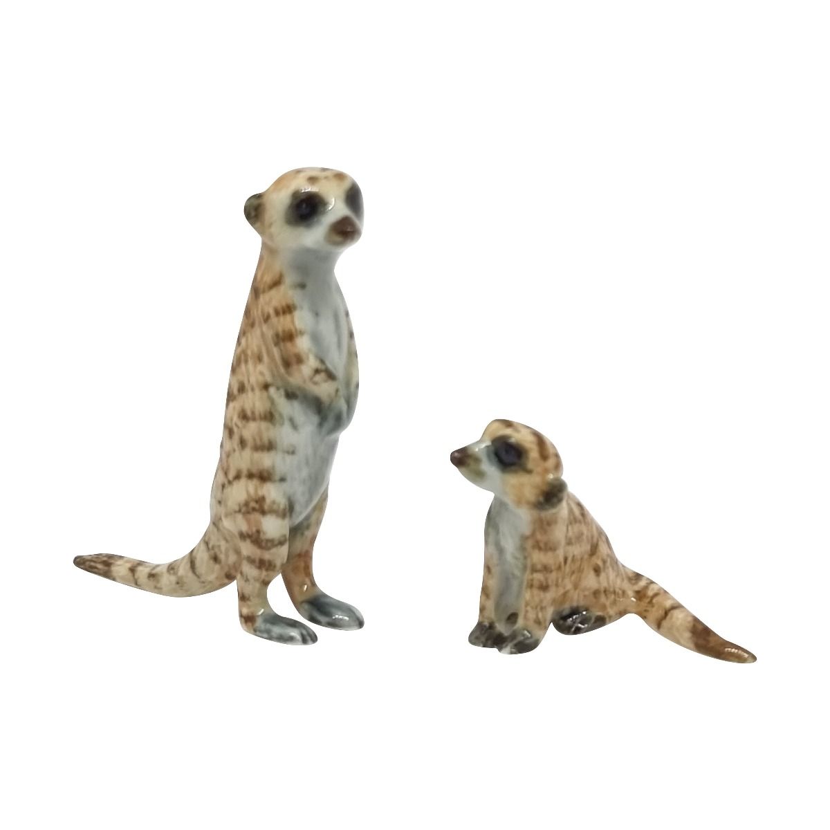 Meerkat set of 2 Ceramic Miniature Figurine